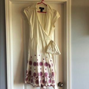 Size 4 wrap dress with embroidered flowers